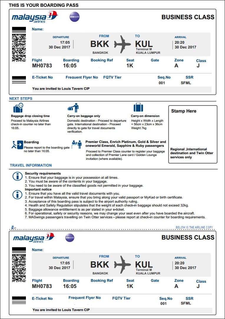 malaysia airlines travel documents